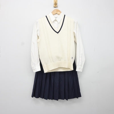 【中古】広島県 広島観音高等学校 女子制服 3点（ニットベスト・シャツ・スカート）sf037466