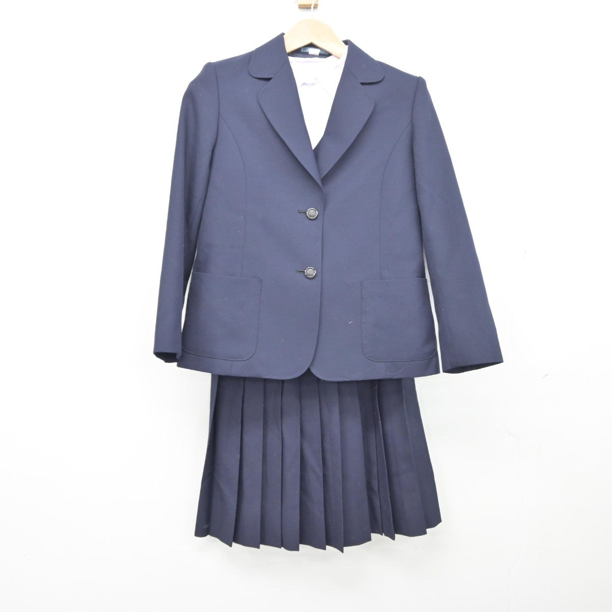 【中古】兵庫県 鷹匠中学校 女子制服 5点（ブレザー・シャツ・ニットベスト・スカート）sf037492