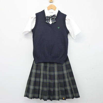 【中古】大阪府 阪南高等学校 女子制服 5点（ニットベスト・シャツ・スカート）sf037509