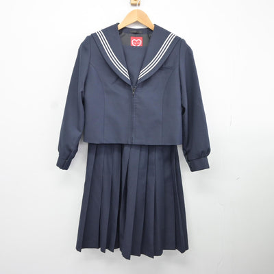 【中古】福岡県 柳川市立柳城中学校 女子制服 2点（セーラー服・スカート）sf037552