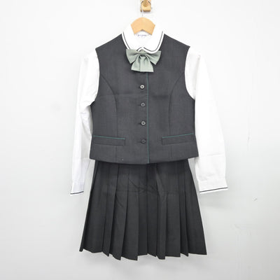 【中古】神奈川県 鎌倉女子大学中等部高等部 女子制服 5点（ブレザー・ベスト・シャツ・スカート）sf037568