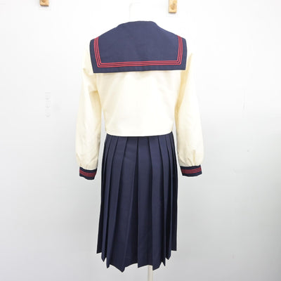 【中古】福岡県 博多女子中学校 女子制服 4点（セーラー服・ニット・ジャンパースカート）sf037575