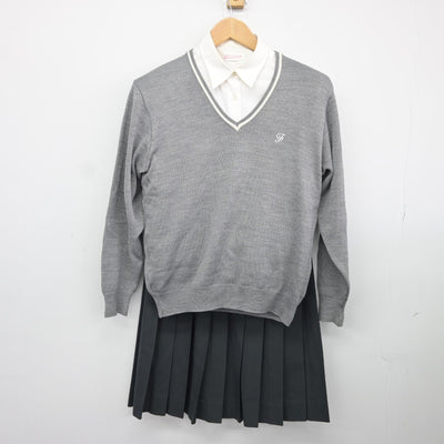 【中古】茨城県 藤代高等学校 女子制服 4点（ブレザー・ニット・シャツ・スカート）sf037576