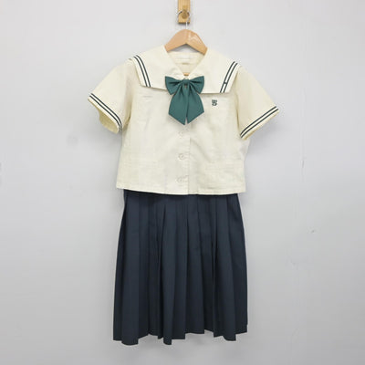 【中古】福岡県 西南学院中学校 女子制服 3点（セーラー服・スカート）sf037608