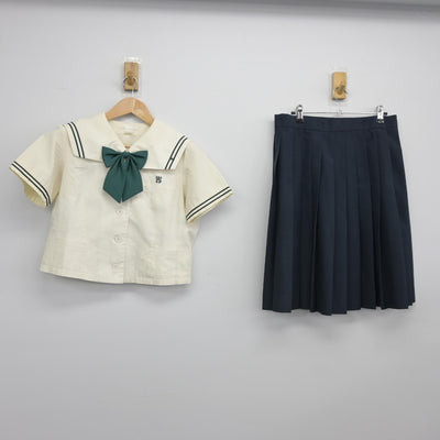 【中古】福岡県 西南学院中学校 女子制服 3点（セーラー服・スカート）sf037608