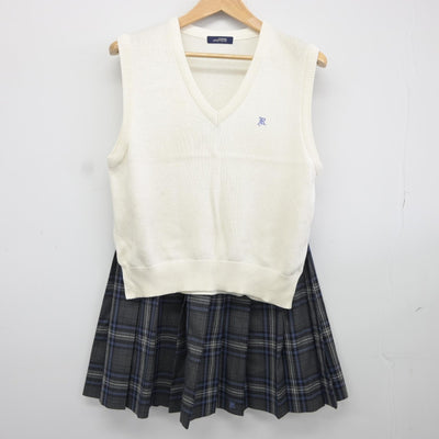 【中古】東京都 芦花中学校 女子制服 2点（ニットベスト・スカート）sf037686