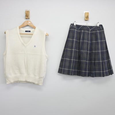 【中古】東京都 芦花中学校 女子制服 2点（ニットベスト・スカート）sf037686