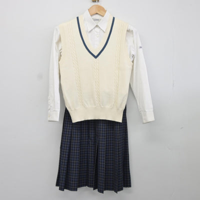 【中古】岩手県 紫波総合高等学校 女子制服 3点（シャツ・ニットベスト・スカート）sf037748