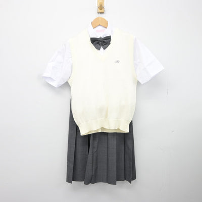 【中古】東京都 松江第四中学校 女子制服 4点（ニットベスト・シャツ・スカート）sf037762