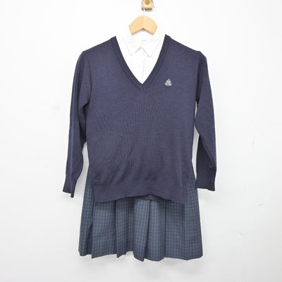 【中古】京都府 嵯峨中学校 女子制服 3点（ニット・シャツ・スカート）sf037768