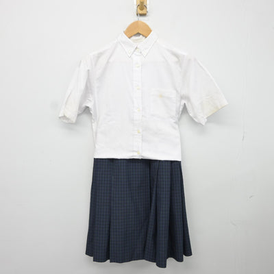 【中古】京都府 嵯峨中学校 女子制服 2点（シャツ・スカート）sf037771