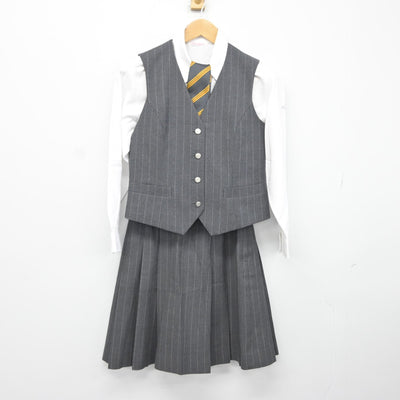 【中古】東京都 錦城高等学校 女子制服 5点（ブレザー・ベスト・シャツ・スカート）sf037794