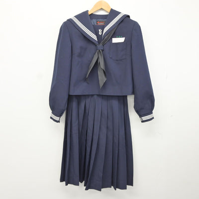 【中古】宮崎県 国富町立本庄中学校 女子制服 3点（セーラー服・スカート）sf037800