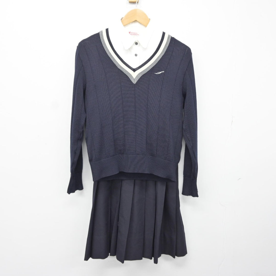 【中古】広島県 広島市立商業高等学校 女子制服 4点（ブレザー・ニット・シャツ・スカート）sf037824