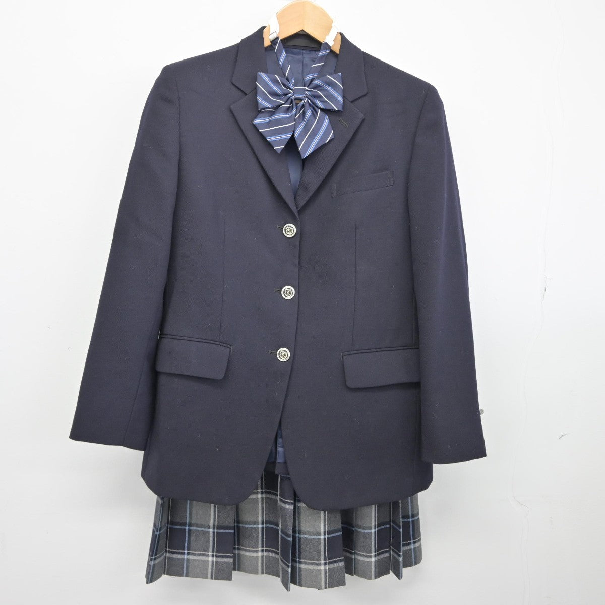 【中古】神奈川県 住吉高等学校 女子制服 5点（ブレザー・スカート）sf037882