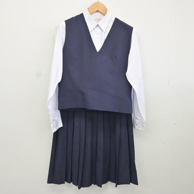 【中古】長崎県 淵中学校 女子制服 4点（ブレザー・シャツ・ベスト・スカート）sf037883