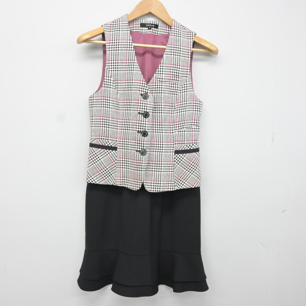 【中古】 事務服 女子制服 3点（ブレザー・ベスト・スカート）sf038066