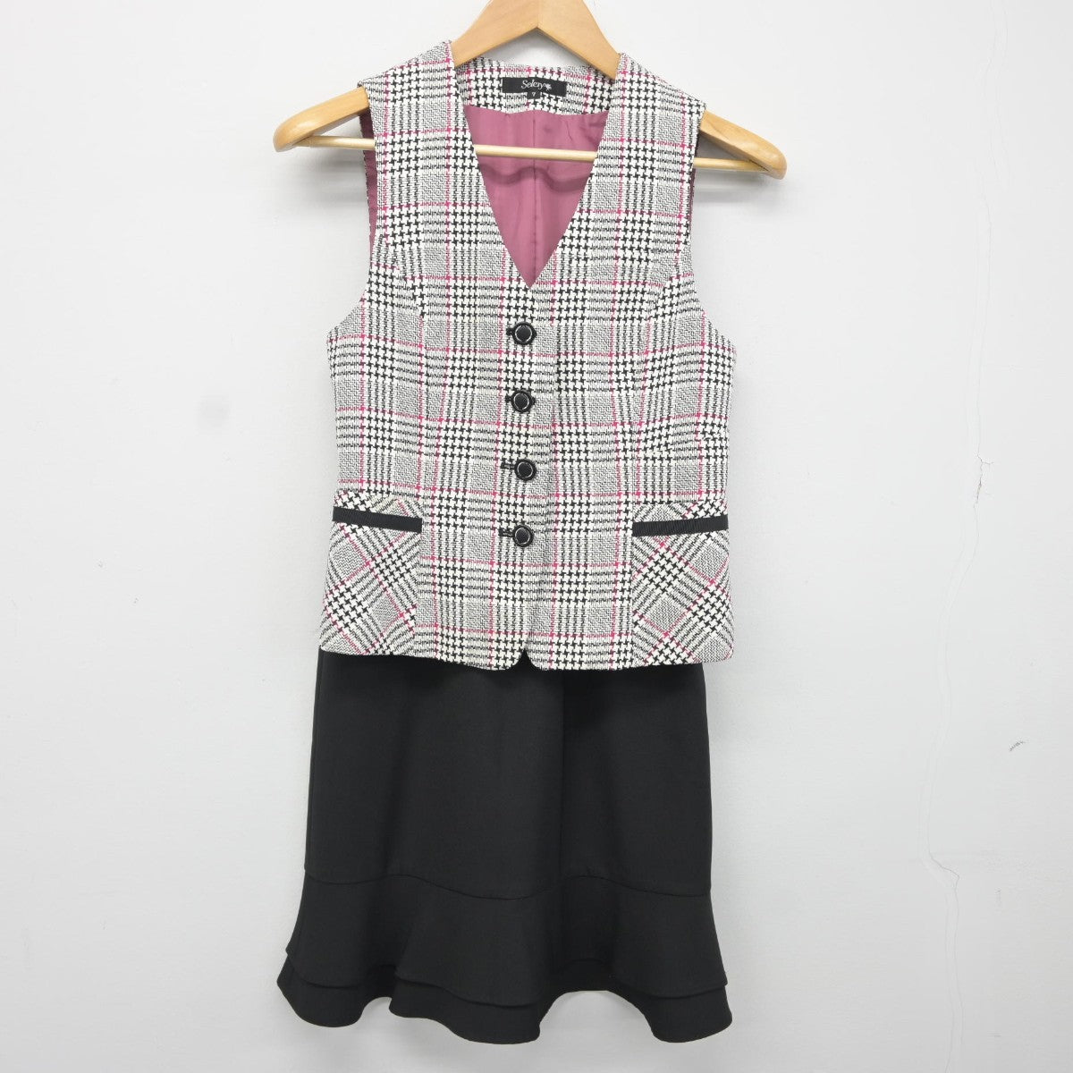 【中古】 事務服 女子制服 3点（ブレザー・ベスト・スカート）sf038067