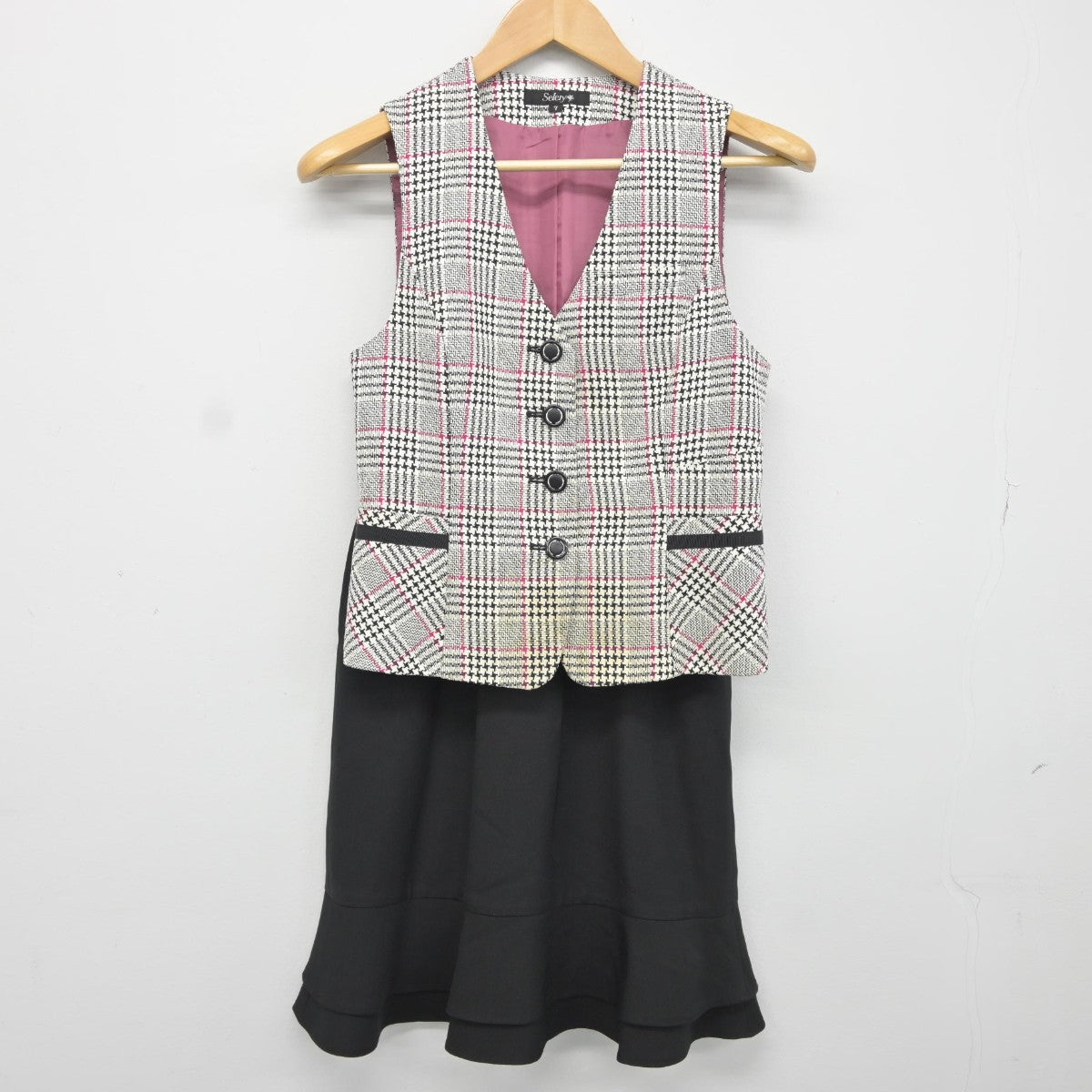 【中古】 事務服 女子制服 3点（ブレザー・ベスト・スカート）sf038068