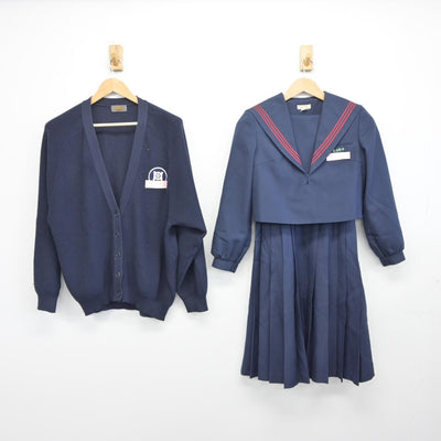 【中古】福岡県 春日野中学校 女子制服 3点（ニット・セーラー服・ジャンパースカート）sf038086