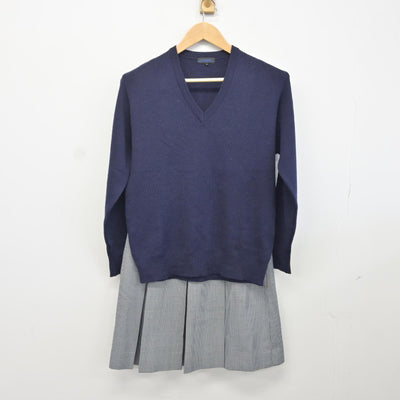 【中古】千葉県 山王中学校 女子制服 2点（ニット・スカート）sf038097