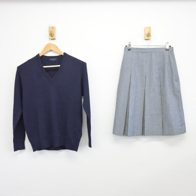 【中古】千葉県 山王中学校 女子制服 2点（ニット・スカート）sf038097