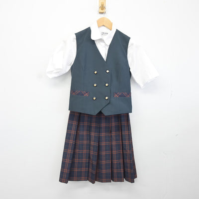 【中古】大阪府 大阪桐蔭中学校 女子制服 4点（ベスト・シャツ・スカート）sf038113