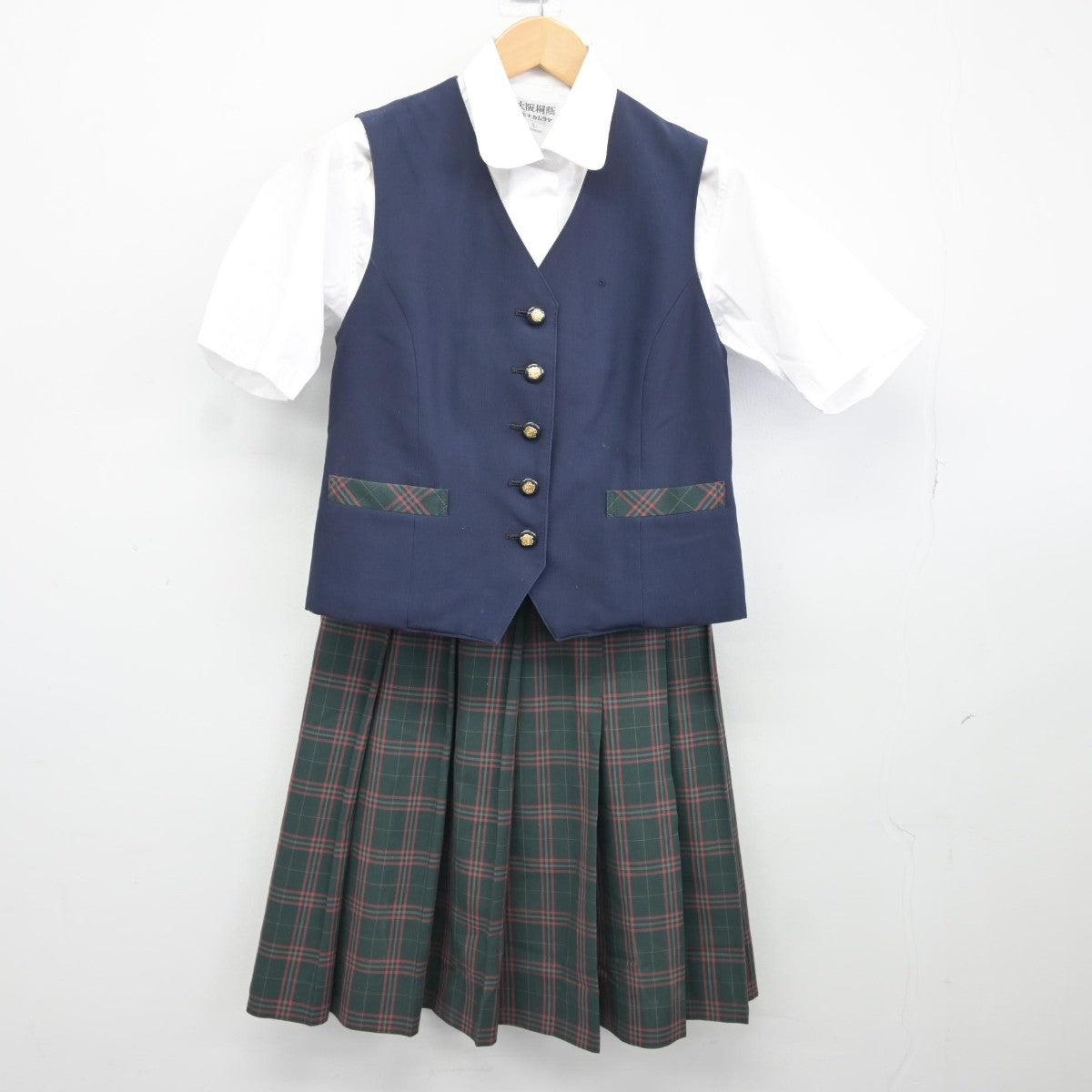 【中古】大阪府 大阪桐蔭高等学校 女子制服 3点（ベスト・シャツ・スカート）sf038123