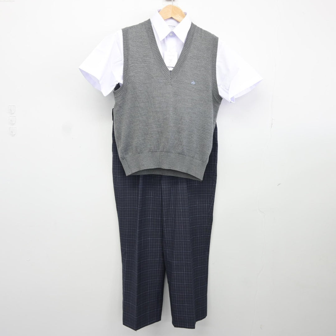 【中古】東京都 いずみの森義務教育学校 男子制服 3点（ニットベスト・シャツ・ズボン）sf038156