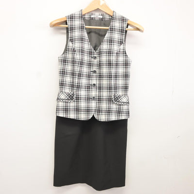 【中古】 事務服 女子制服 4点（ベスト・ベスト・スカート・スカート）sf038159