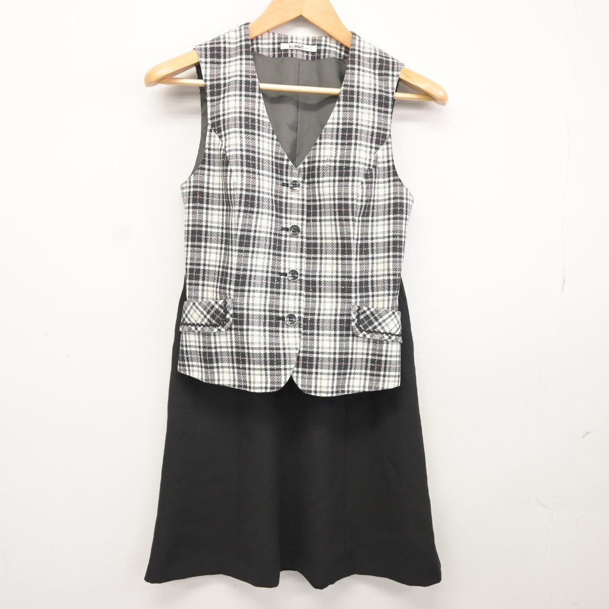 【中古】 事務服 女子制服 4点（ベスト・ベスト・スカート・スカート）sf038160