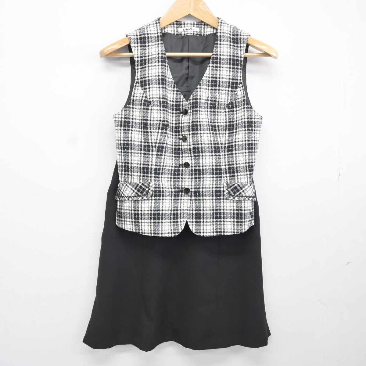 【中古】 事務服 女子制服 4点（ベスト・ベスト・スカート・スカート）sf038161