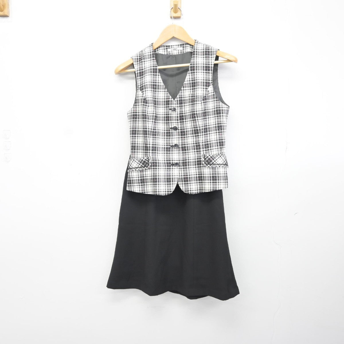 【中古】 事務服 女子制服 2点（ベスト・スカート）sf038169