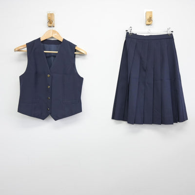 【中古】千葉県 君津商業高等学校 女子制服 2点（ベスト・スカート）sf038180