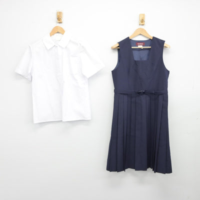 【中古】埼玉県 豊春中学校 女子制服 2点（シャツ・ジャンパースカート）sf038209