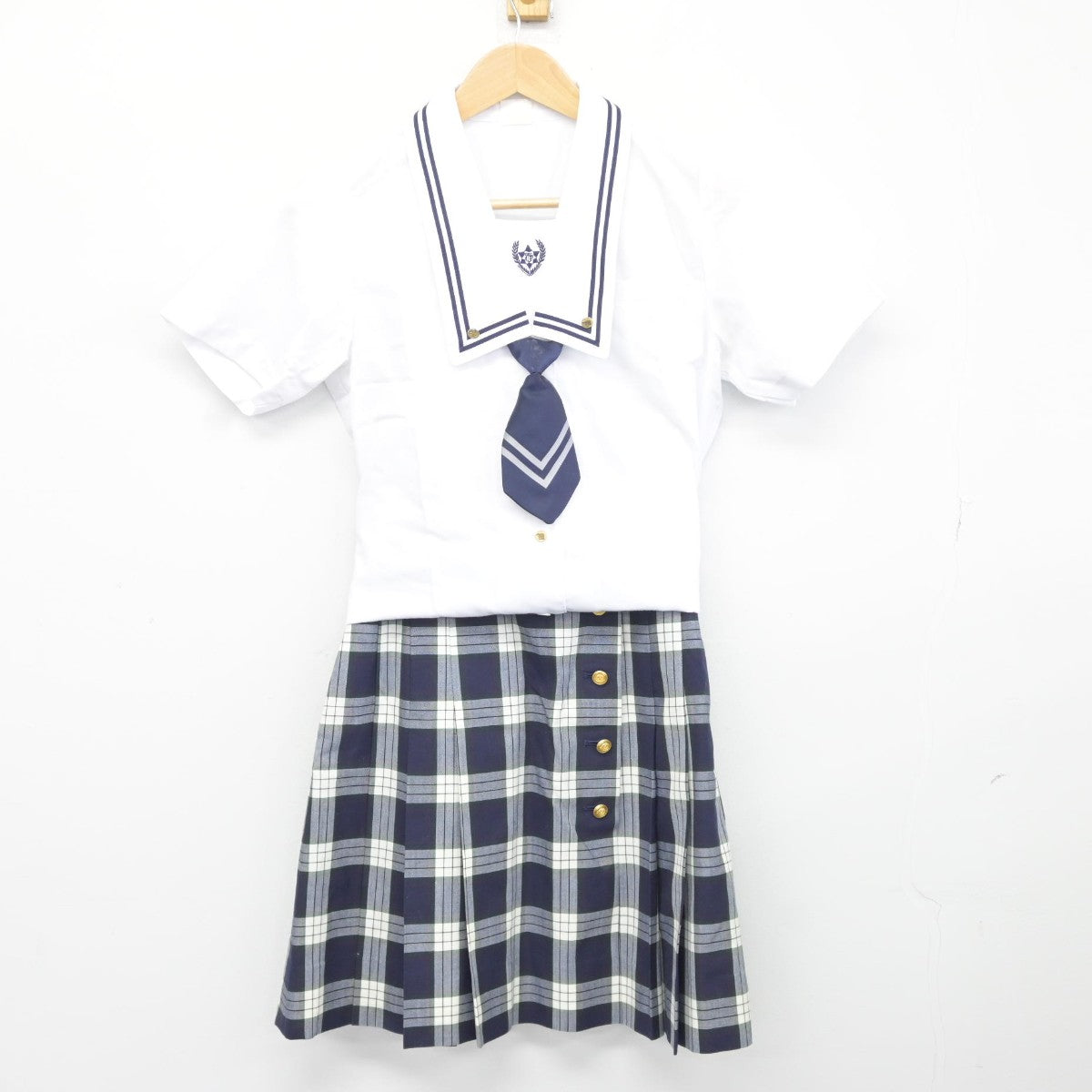 【中古】東京都 鶴川高等学校 女子制服 4点（シャツ・スカート）sf038229