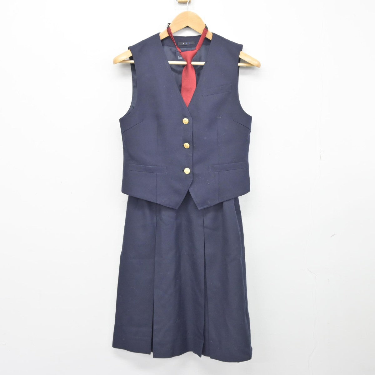 【中古】長野県 上田市立第一中学校 女子制服 3点（ベスト・スカート）sf038235