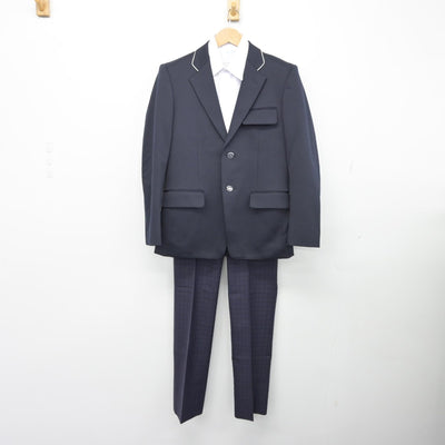 【中古】福岡県 福岡市内中学校新標準服 男子制服 3点（ブレザー・シャツ・ズボン）sf038303