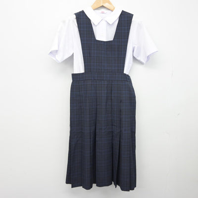 【中古】福岡県 箱崎清松中学校 女子制服 2点（ジャンパースカート・シャツ）sf038310