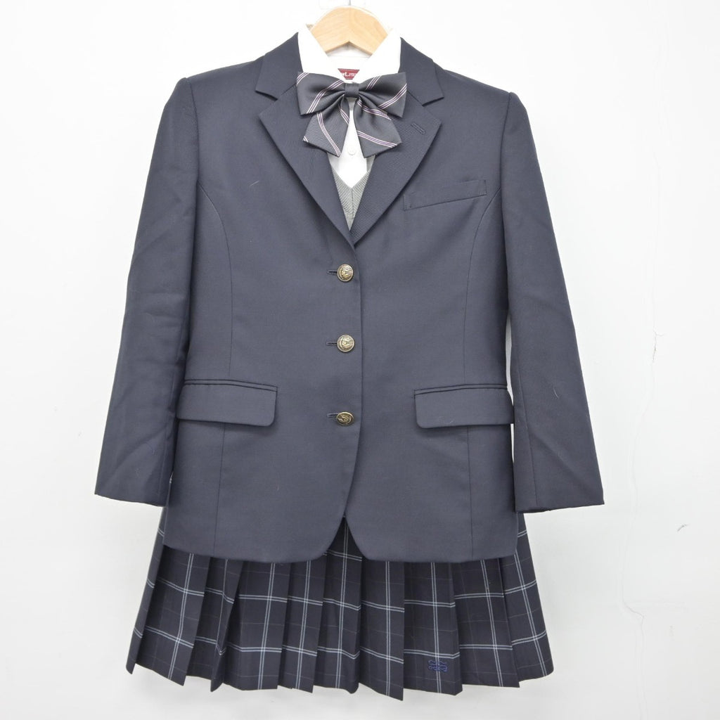 【中古】東京都 芝商業高等学校 女子制服 5点（ブレザー・ニット・シャツ・スカート）sf038318