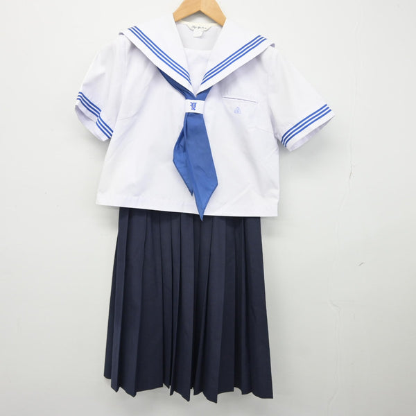 中古】東京都 谷中中学校 女子制服 3点（セーラー服・スカート