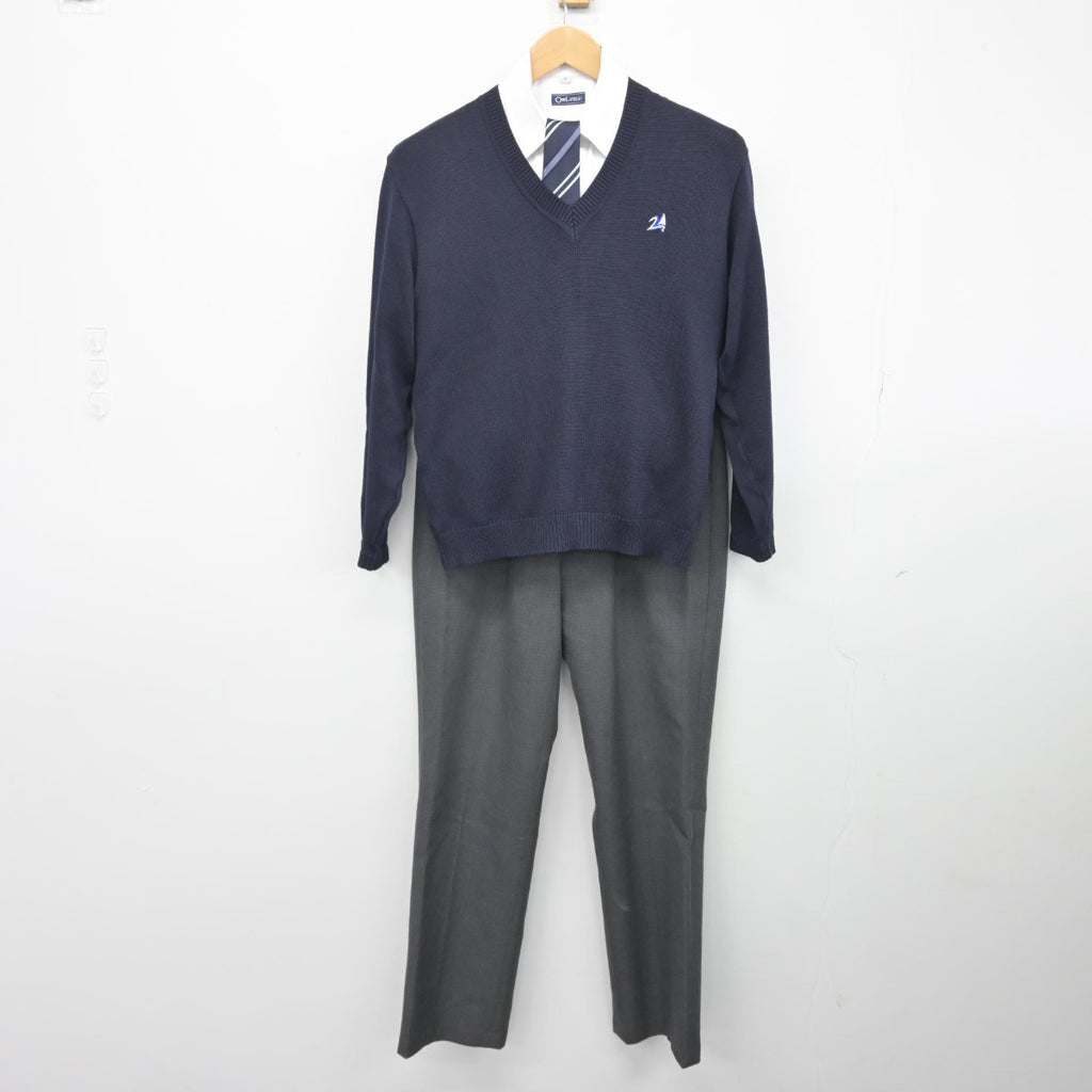 【中古】神奈川県 逗子開成高等学校 男子制服 4点（ニット・シャツ・ズボン）sf038361