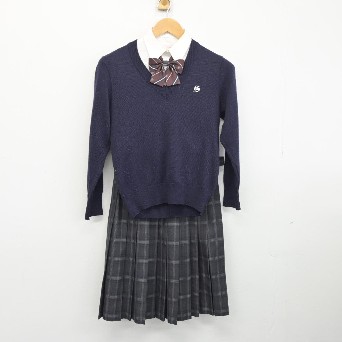 【中古】東京都 新宿中学校 女子制服 6点（ブレザー・ニット・シャツ・スカート）sf038409