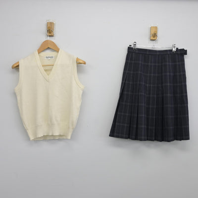 【中古】東京都 新宿中学校 女子制服 2点（ニットベスト・スカート）sf038410