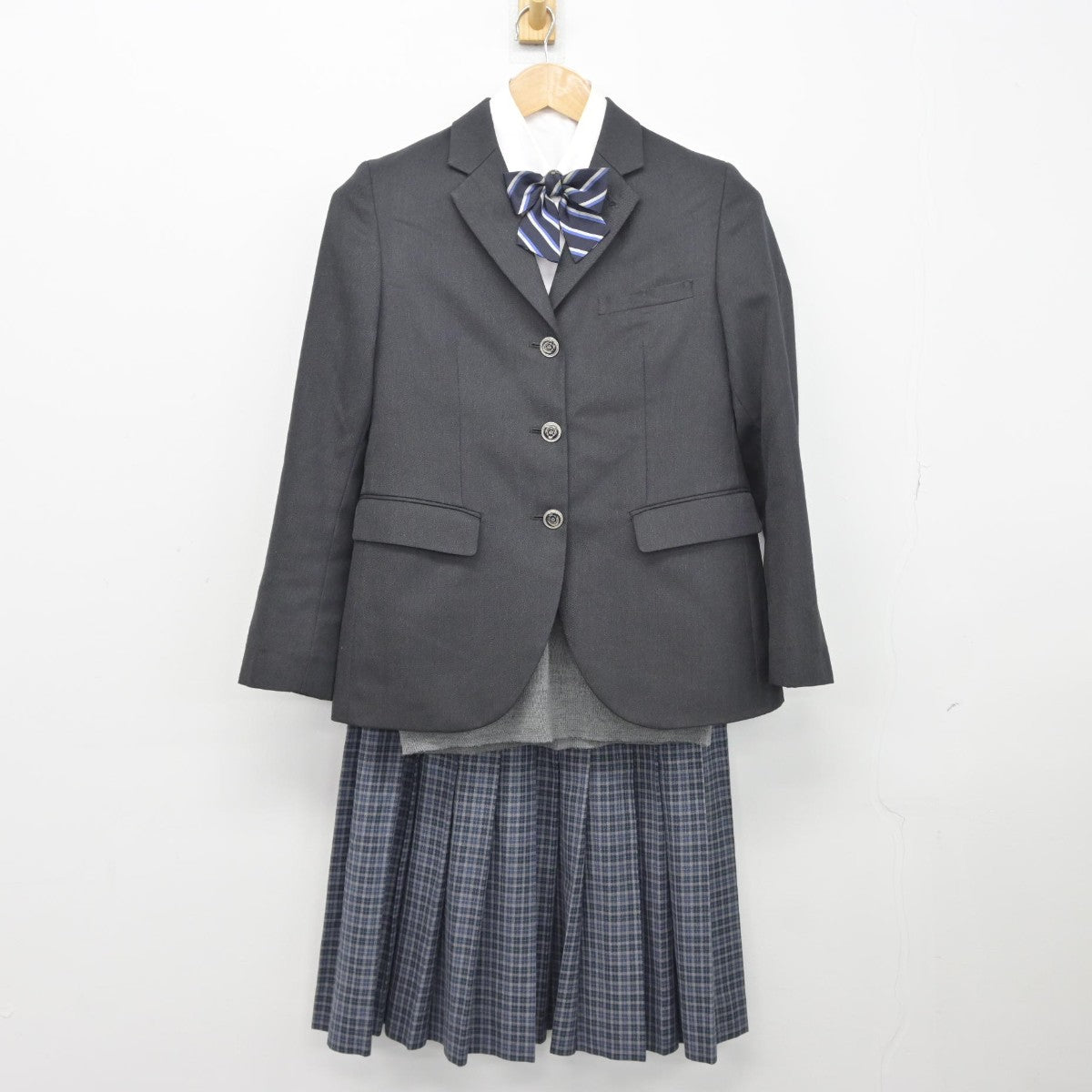 【中古】東京都 大島中学校 女子制服 5点（ブレザー・ニット・シャツ・スカート）sf038415