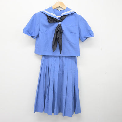 【中古】福岡県 朝倉高等学校 女子制服 3点（セーラー服・スカート）sf038458