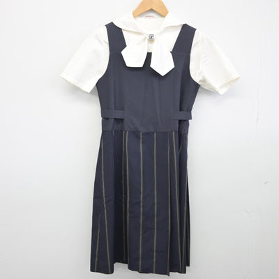 【中古】佐賀県 佐賀清和高等学校 女子制服 4点（ニットベスト・シャツ・ジャンパースカート）sf038490