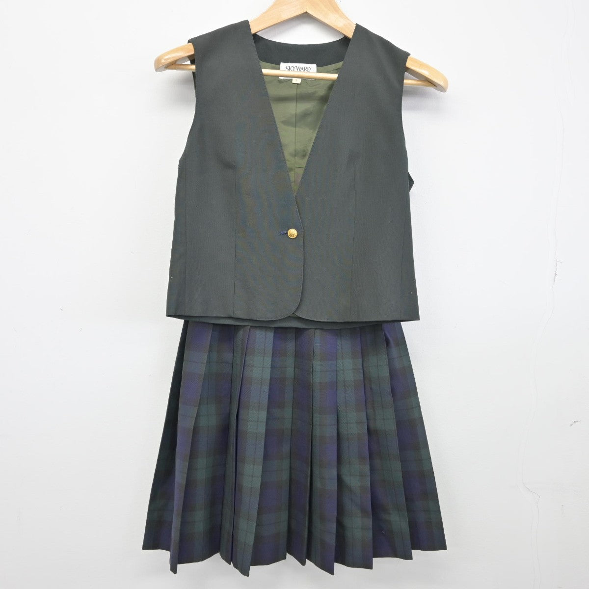 【中古】宮城県 仙台育英高等学校 女子制服 2点（ベスト・スカート）sf038501