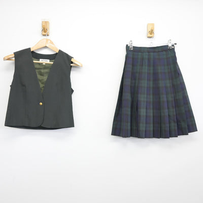 【中古】宮城県 仙台育英高等学校 女子制服 2点（ベスト・スカート）sf038501