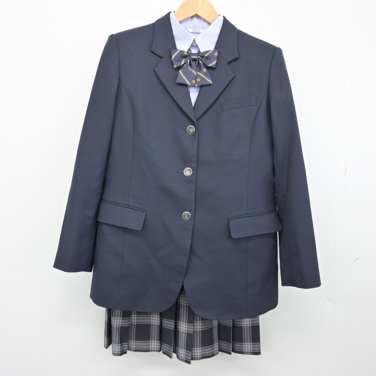 【中古】東京都 千早高等学校 女子制服 5点（ブレザー・ニット・シャツ・スカート）sf038522